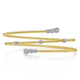 14K White - Yellow Gold Diamond Wrap Bangle - Gabriel & Co - Gaines Jewelers