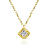 14K White - Yellow Gold Twisted Clover Diamond Pendant Necklace - Gabriel & Co. - Gaines Jewelers