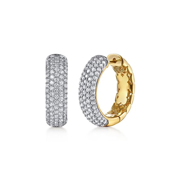 14K White/Yellow Gold Diamond 20mm Classic Hoop Earrings - Gabriel & Co. - Gaines Jewelers