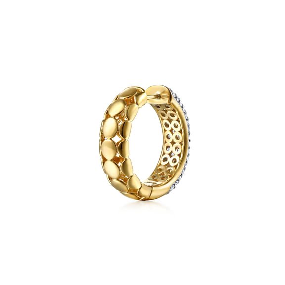 14K White/Yellow Gold Diamond 20mm Classic Hoop Earrings - Gabriel & Co. - Gaines Jewelers