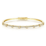 14K Yellow Gold Bezel Station Diamond Bangle - Gabriel & Co. - Gaines Jewelers