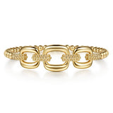 14K Yellow Gold Bujukan and Cushion Link Chain Bangle Bracelet by Gabriel & Co. - Gaines Jewelers
