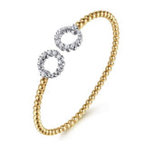14K Yellow Gold Bujukan and Diamond Circle Open Bangle Bracelet - Gabriel & Co. - Gaines Jewelers