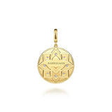 14K Yellow Gold Bujukan and Diamond Medallion Pendant - Gabriel & Co. - Gaines Jewelers