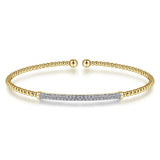 14K Yellow Gold Bujukan Diamond Bar Split Bangle - Gabriel & Co - Gaines Jewelers