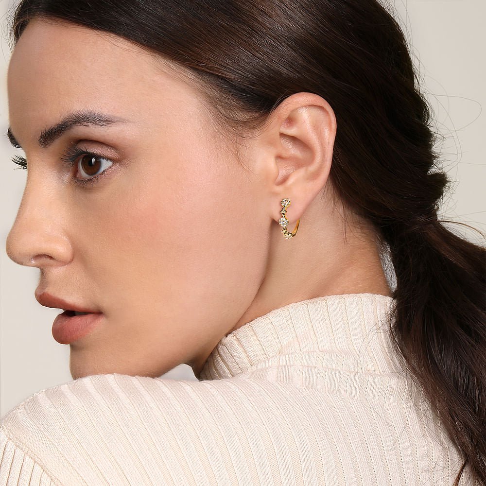 14K Yellow Gold Bujukan Diamond Cluster Classic Hoop Earrings Size 20 - Gabriel & Co. - Gaines Jewelers
