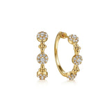 14K Yellow Gold Bujukan Diamond Cluster Classic Hoop Earrings Size 20 - Gabriel & Co. - Gaines Jewelers