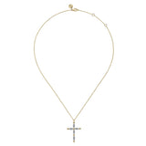 14K Yellow Gold Bujukan Diamond Cross Pendant Necklace - Gabriel & Co. - Gaines Jewelers