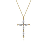 14K Yellow Gold Bujukan Diamond Cross Pendant Necklace - Gabriel & Co. - Gaines Jewelers
