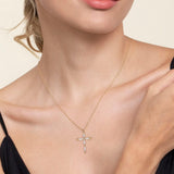 14K Yellow Gold Bujukan Diamond Cross Pendant Necklace - Gabriel & Co. - Gaines Jewelers