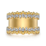 14K Yellow Gold Bujukan Diamond Wide Band Ring - Gabriel & Co. - Gaines Jewelers