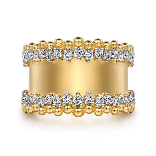 14K Yellow Gold Bujukan Diamond Wide Band Ring - Gabriel & Co. - Gaines Jewelers