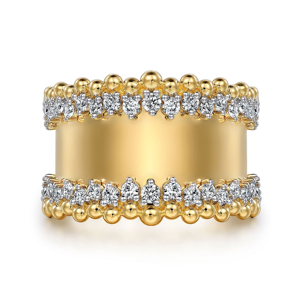 14K Yellow Gold Bujukan Diamond Wide Band Ring - Gabriel & Co. - Gaines Jewelers