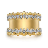 14K Yellow Gold Bujukan Diamond Wide Band Ring - Gabriel & Co. - Gaines Jewelers