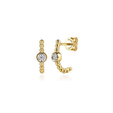 14K Yellow Gold Bujukan White Sapphire J Hoop Earrings by Gabriel & Co. - Gaines Jewelers