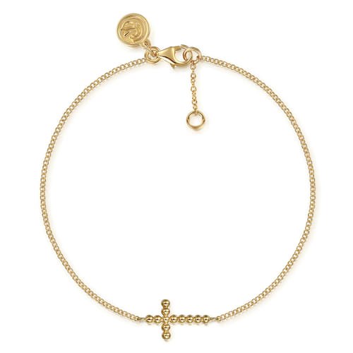 14K Yellow Gold Cross Bujukan Bracelet - Gabriel & Co. - Gaines Jewelers