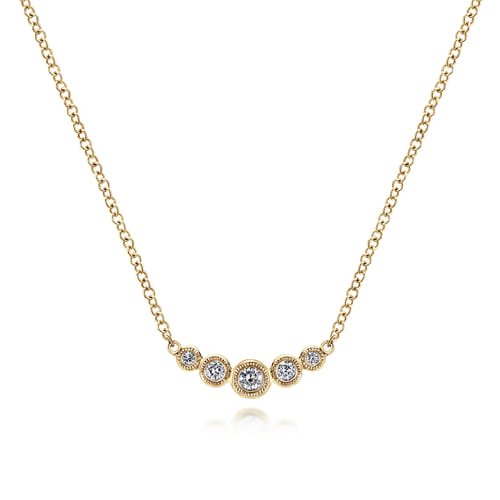 14K Yellow Gold Diamond Bar Necklace, 0.1ct - Gabriel & Co. - Gaines Jewelers