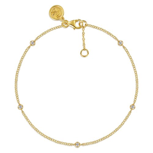 14K Yellow Gold Diamond Bezel Station Bracelet Gabriel & Co. - Gaines Jewelers