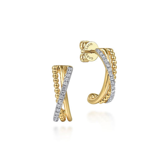 14K Yellow Gold Diamond Bujukan Huggie Earrings .15ct - Gaines Jewelers