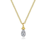 14K Yellow Gold Diamond Bujukan Teardrop Pendant Necklace - Gabriel & Co. - Gaines Jewelers
