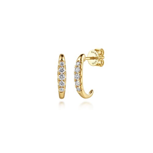 14K Yellow Gold Diamond Classic J Hoop Earrings by Gabriel & Co. - Gaines Jewelers