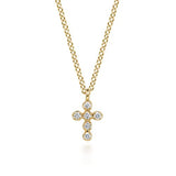 14K Yellow Gold Diamond Cross Pendant Necklace by Gabriel & Co. - Gaines Jewelers