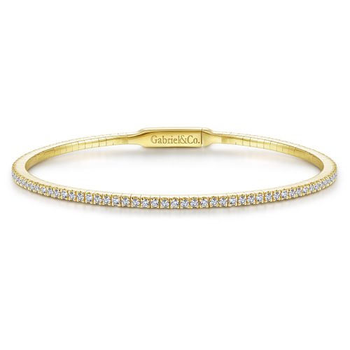 14K Yellow Gold Diamond Eternity Style Flex Bangle - Gabriel & Co. - Gaines Jewelers