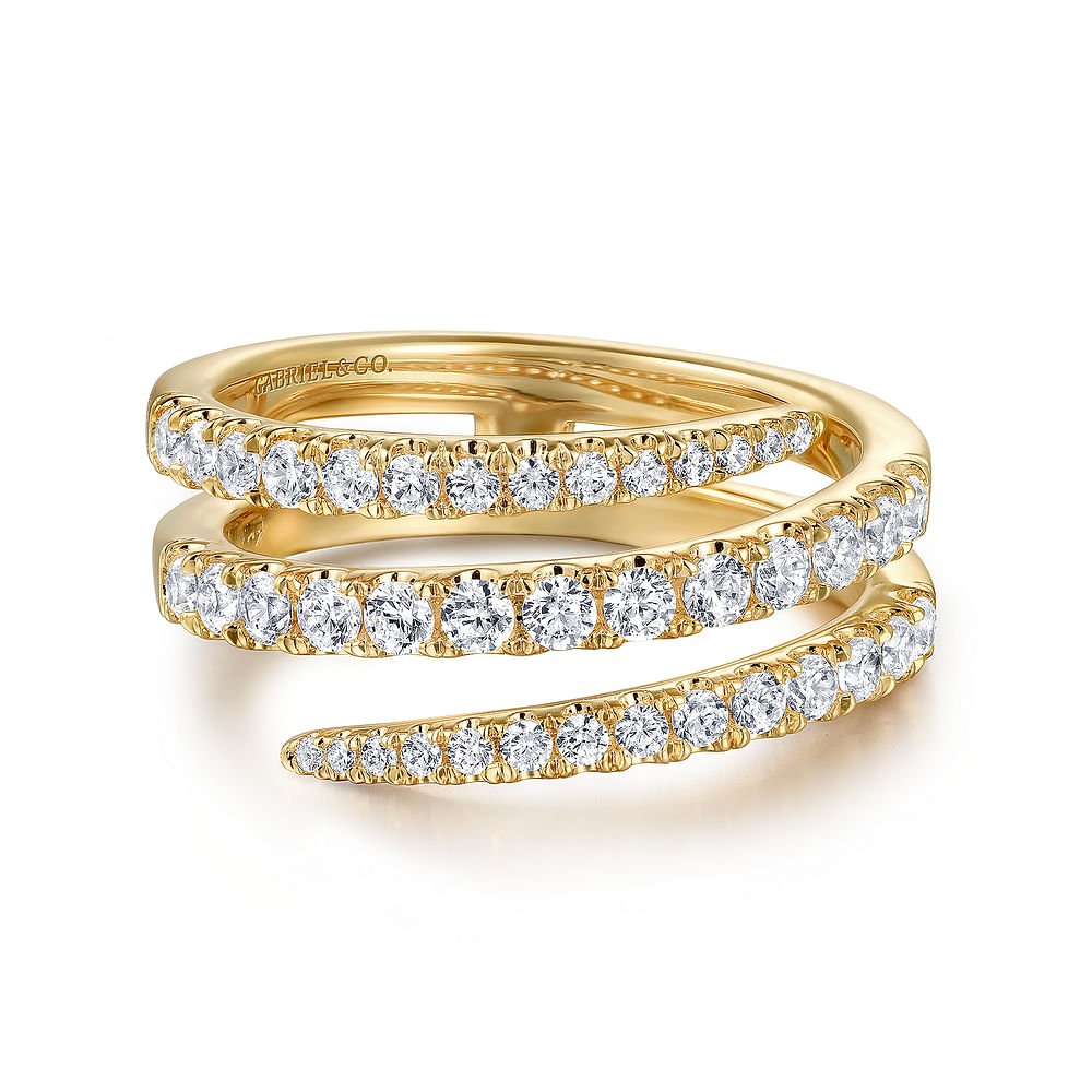 14K Yellow Gold Diamond Spikes Wrap Ladies Ring - Gabriel & Co. - Gaines Jewelers
