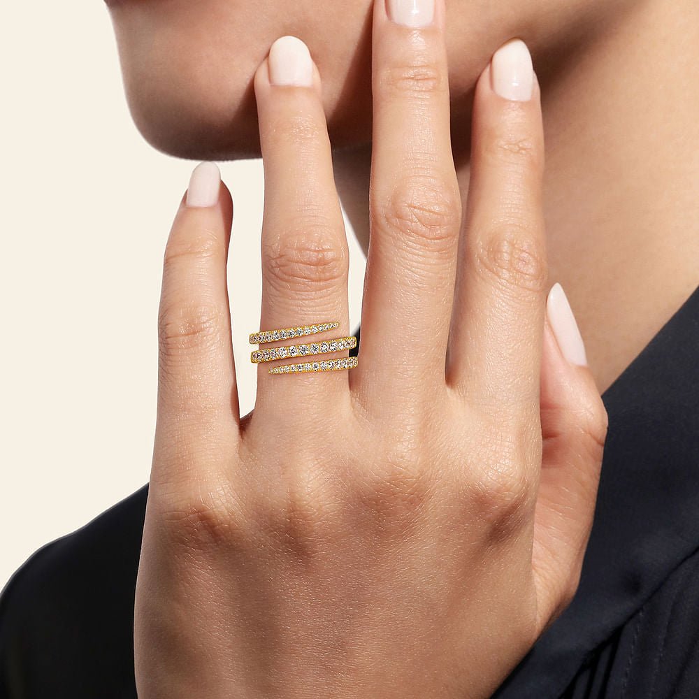 14K Yellow Gold Diamond Spikes Wrap Ladies Ring - Gabriel & Co. - Gaines Jewelers