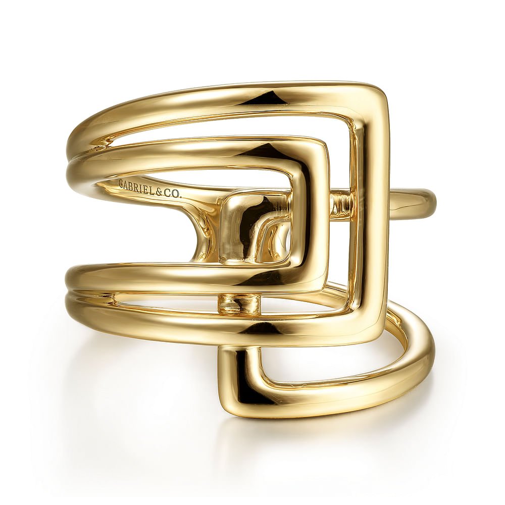 14K Yellow Gold Open Foldover Ring - Gabriel & Co. - Gaines Jewelers