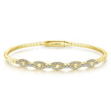 14K Yellow Gold Oval Link Diamond Bangle - Gabriel & Co. - Gaines Jewelers
