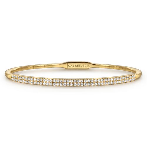 14K Yellow Gold Two Row Diamond Bangle - Gabriel & Co. - Gaines Jewelers