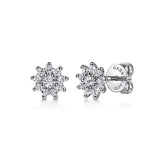14K Yellow Gold White Sapphire Cluster Stud Earrings - Gaines Jewelers