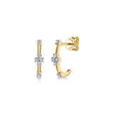 14K Yellow Gold White Sapphire J Hoop Earrings by Gabriel & Co. - Gaines Jewelers