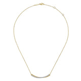 14K Yellow - White Gold Bujukan and Diamond Curved Bar Necklace - Gabriel & Co. - Gaines Jewelers