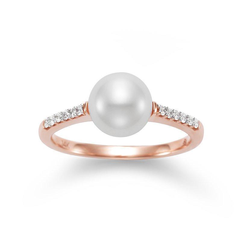 14KT Rose Gold Freshwater Pearl Diamond Ring - Mastiloni - Gaines Jewelers