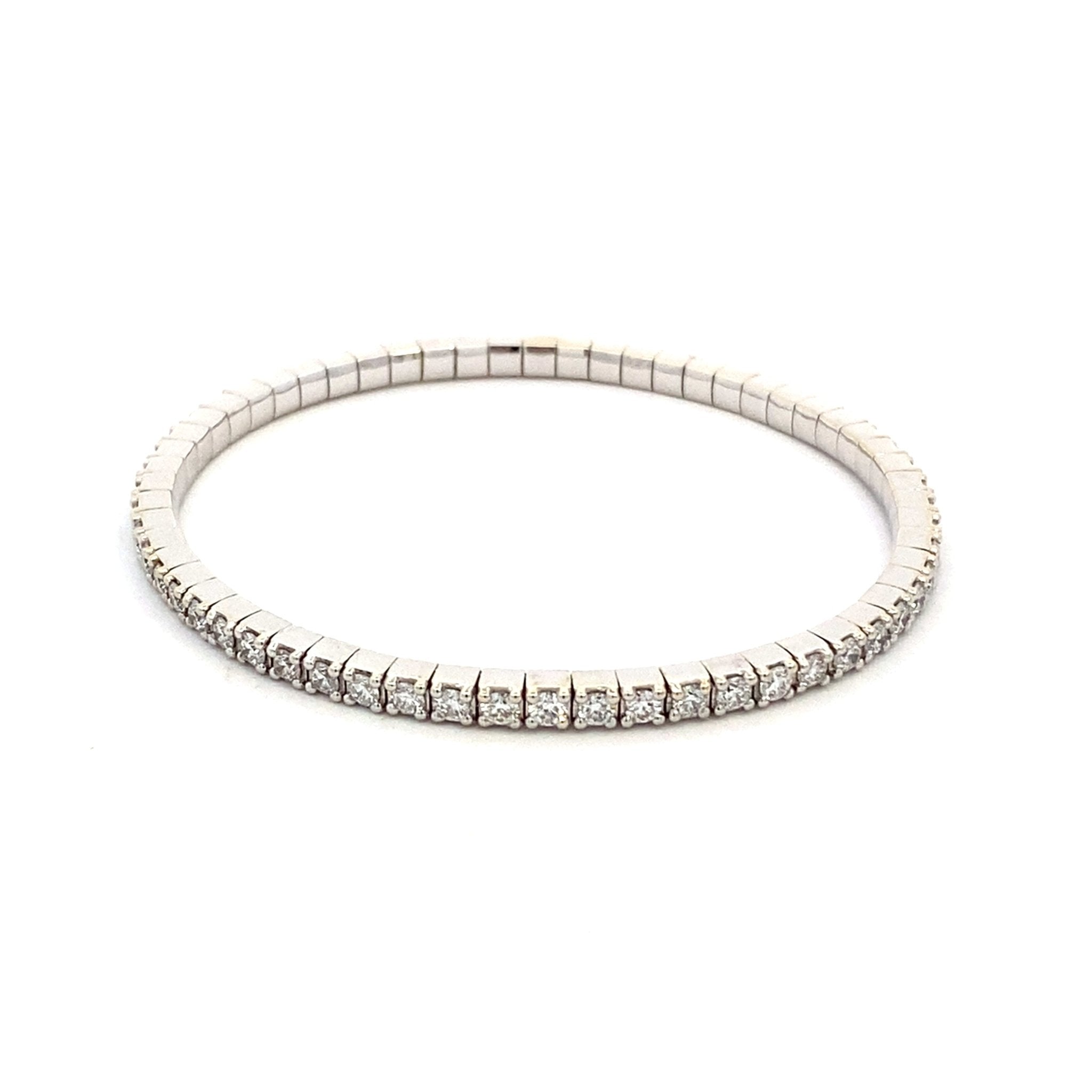 14kt white gold diamond flex bangle bracelet 3.84ct - Gaines Jewelers