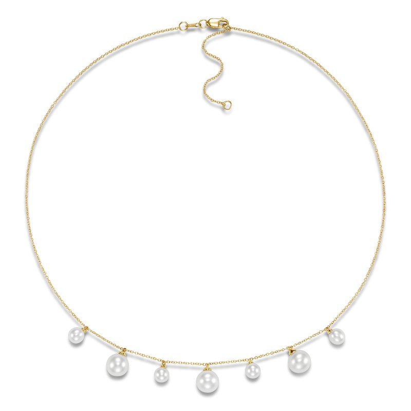 14KT Yellow Gold 5 - 8.5MM Freshwater Pearl Necklace with Drop Pearl - Gaines Jewelers