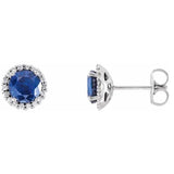 14ktwg 5.5mm natural blue sapphire with 1/8ctw diamond halo stud earrings - Stuller - Gaines Jewelers