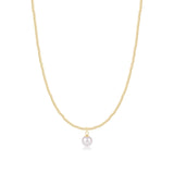 15" Choker Beaded- Classic Gold 2mm - Classic Pearl 8mm Charm - enewton - Gaines Jewelers