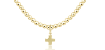 15" Choker Classic Gold 3mm Bead - Signature Cross - Enewton - Gaines Jewelers