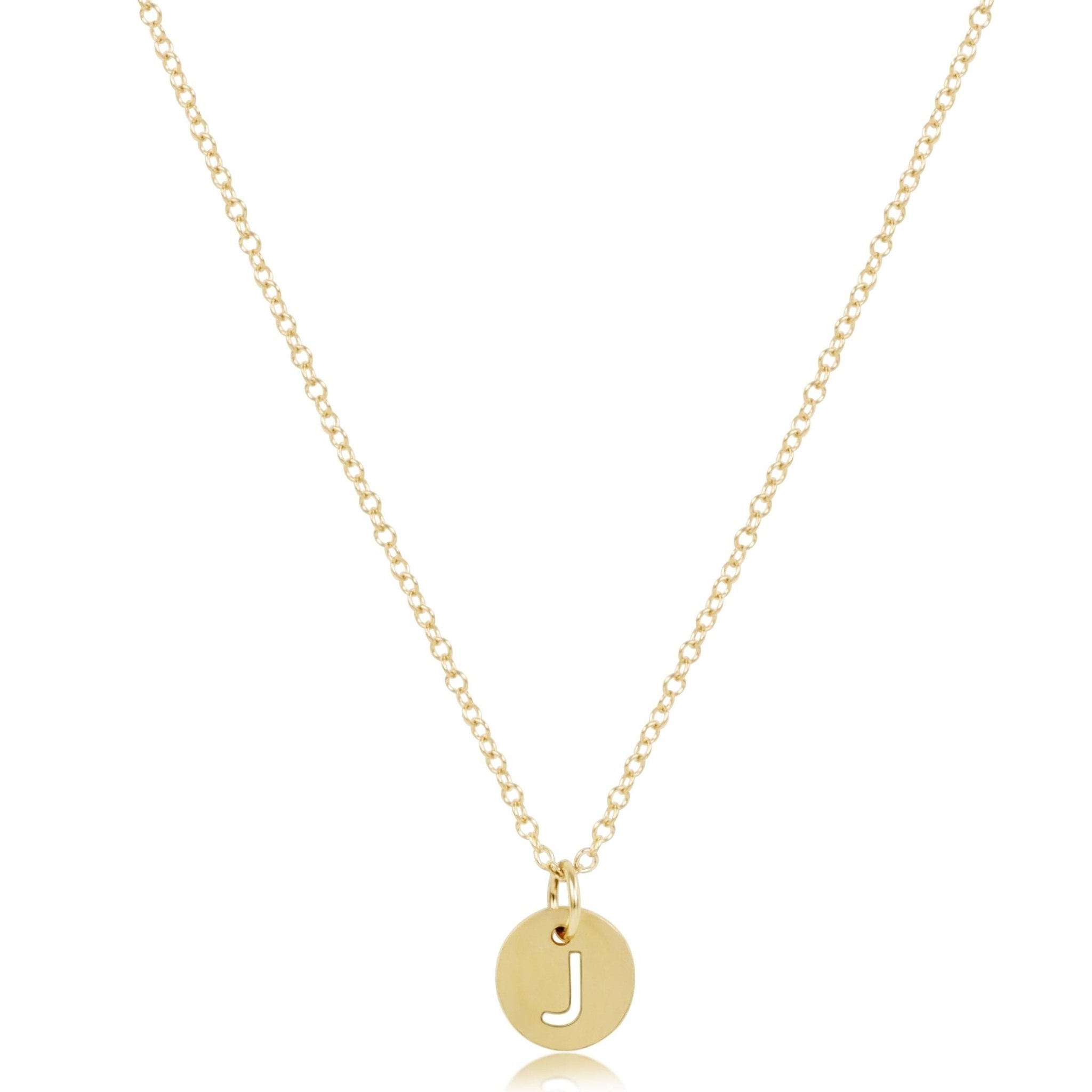 16" Necklace Gold - Respect Small Gold Disc - J - enewton - Gaines Jewelers