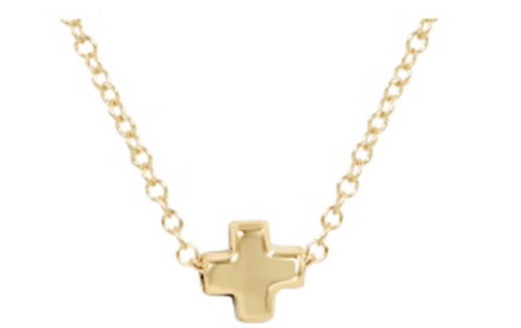 16" Necklace Gold - Signature Cross Small - Gold - enewton - Gaines Jewelers