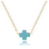 16" Necklace Gold - Signature Cross Small Turqioise - enewton - Gaines Jewelers