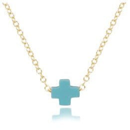 16" Necklace Gold - Signature Cross Small Turqioise - enewton - Gaines Jewelers