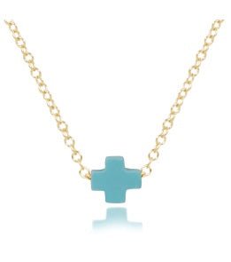 16" Necklace Gold - Signature Cross Small Turqioise - enewton - Gaines Jewelers