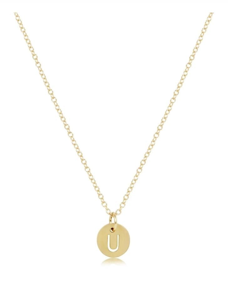 16" Necklace Gold U - Respect Small Gold Disc - enewton - Gaines Jewelers