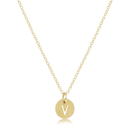 16" Necklace Gold V - Respect Small Gold Disc - enewton - Gaines Jewelers
