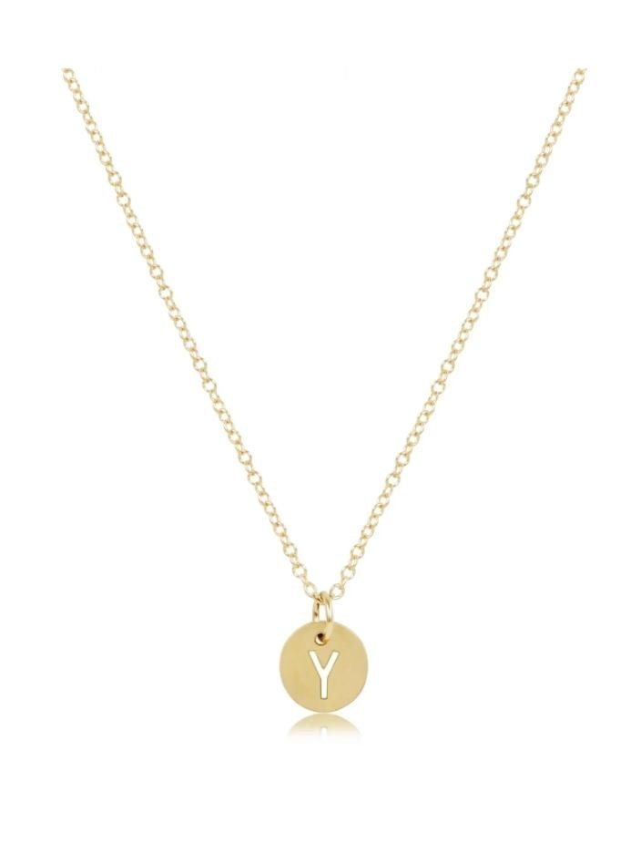 16" Necklace Gold Y - Respect Small Gold Disc - enewton - Gaines Jewelers