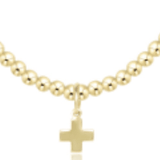 17" Choker Classic Gold 3mm Bead - Signature Cross Gold Charm - Enewton - Gaines Jewelers